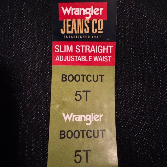 Wrangler slim straight, adjustable waist, boot cut blue jeans.  Size 5T - Picture 5 of 14